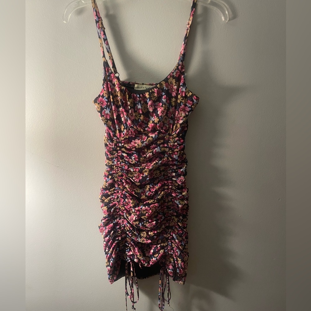 Floral Print Ruched Mini Dress